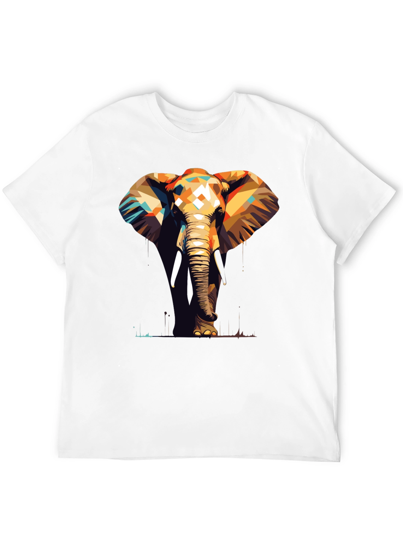 Geometric Elephant Graphic Tee - Stylish Animal Print