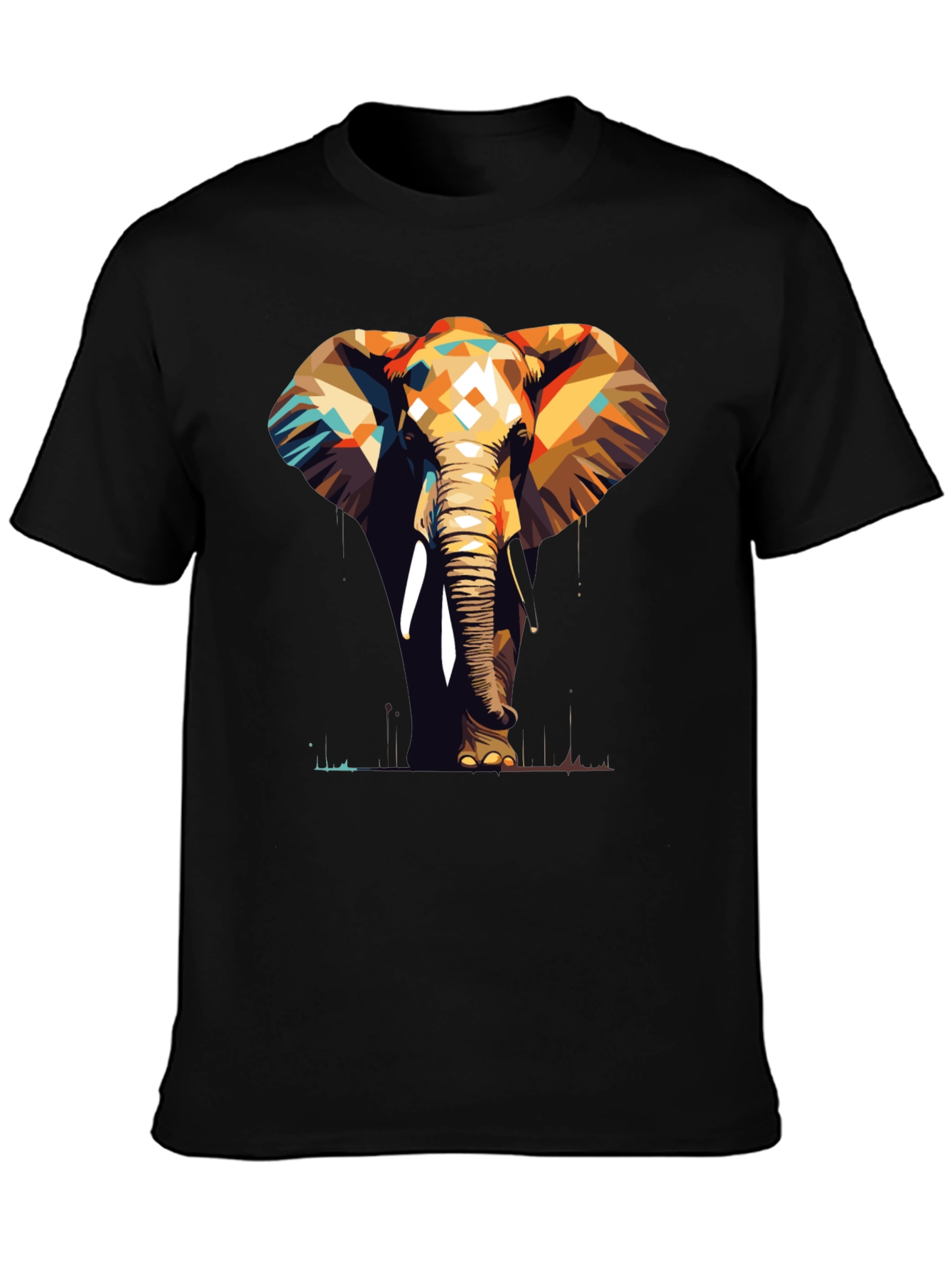Geometric Elephant Graphic Tee - Stylish Animal Print