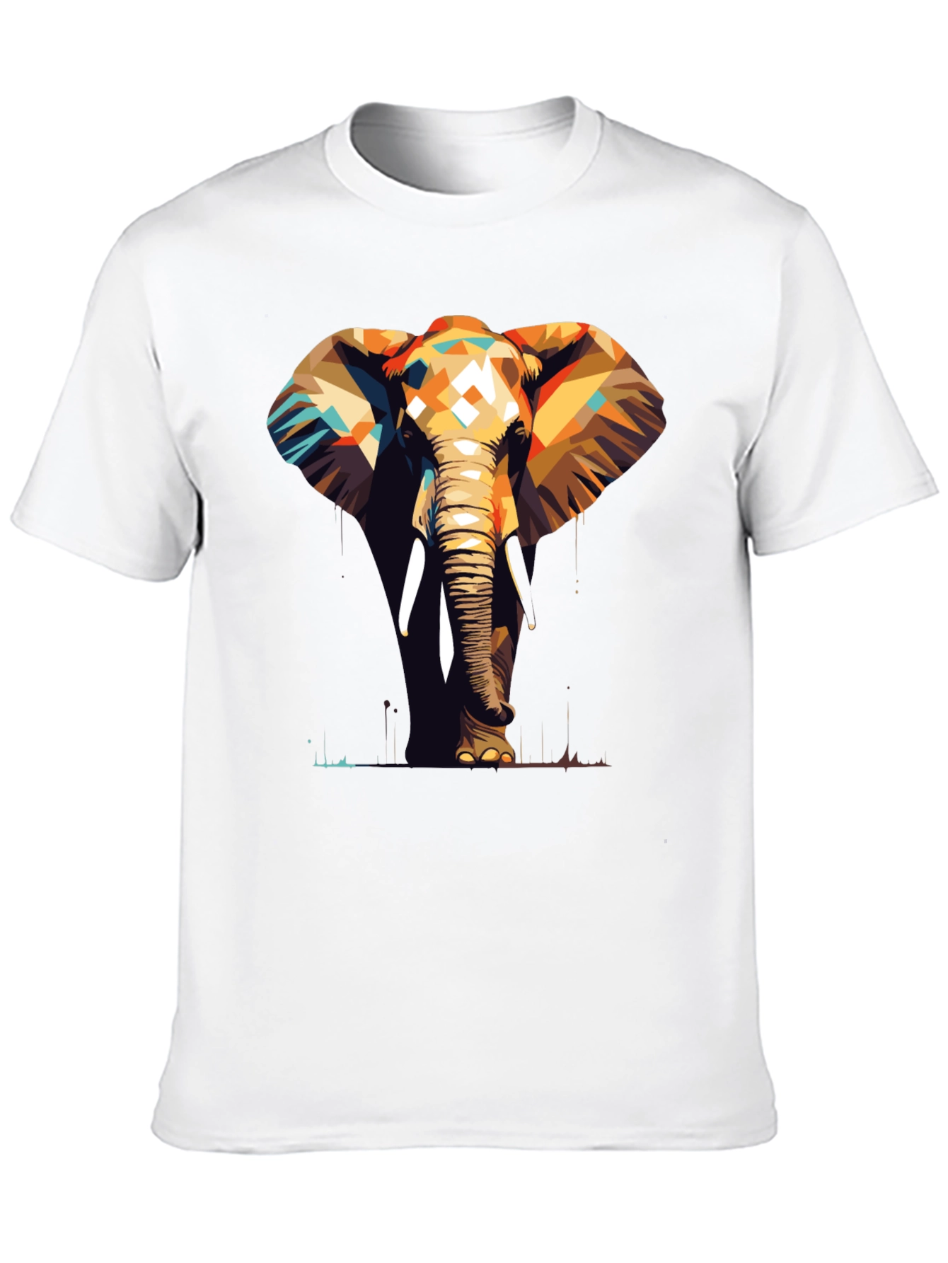 Geometric Elephant Graphic Tee - Stylish Animal Print