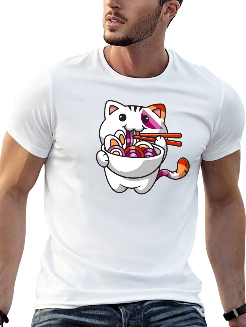 Cat Ramen T-Shirt - Cute Lesbian Pride Tee