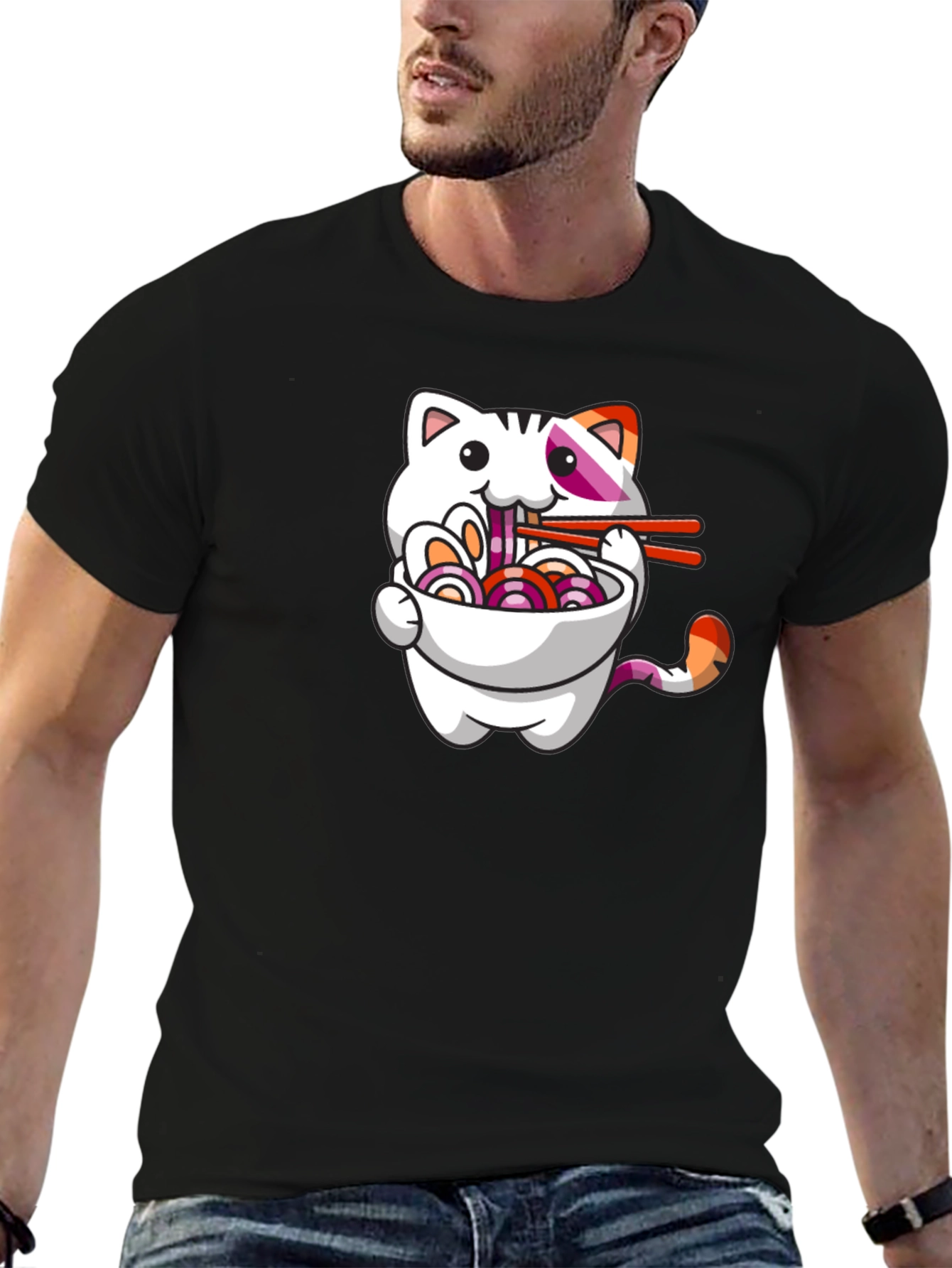 Cat Ramen T-Shirt - Cute Lesbian Pride Tee
