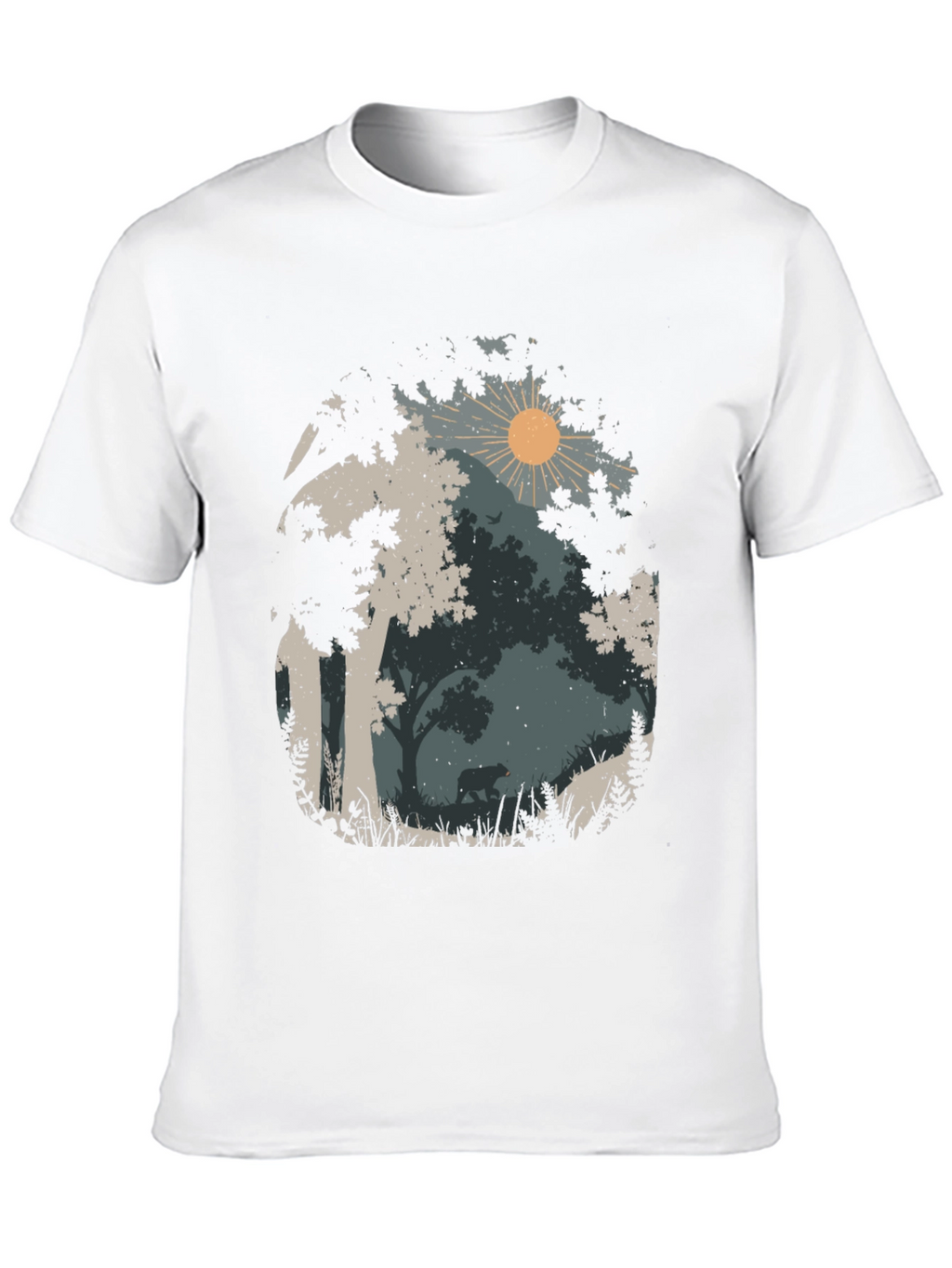 Nature Bear Graphic Tee - Black Cotton Blend