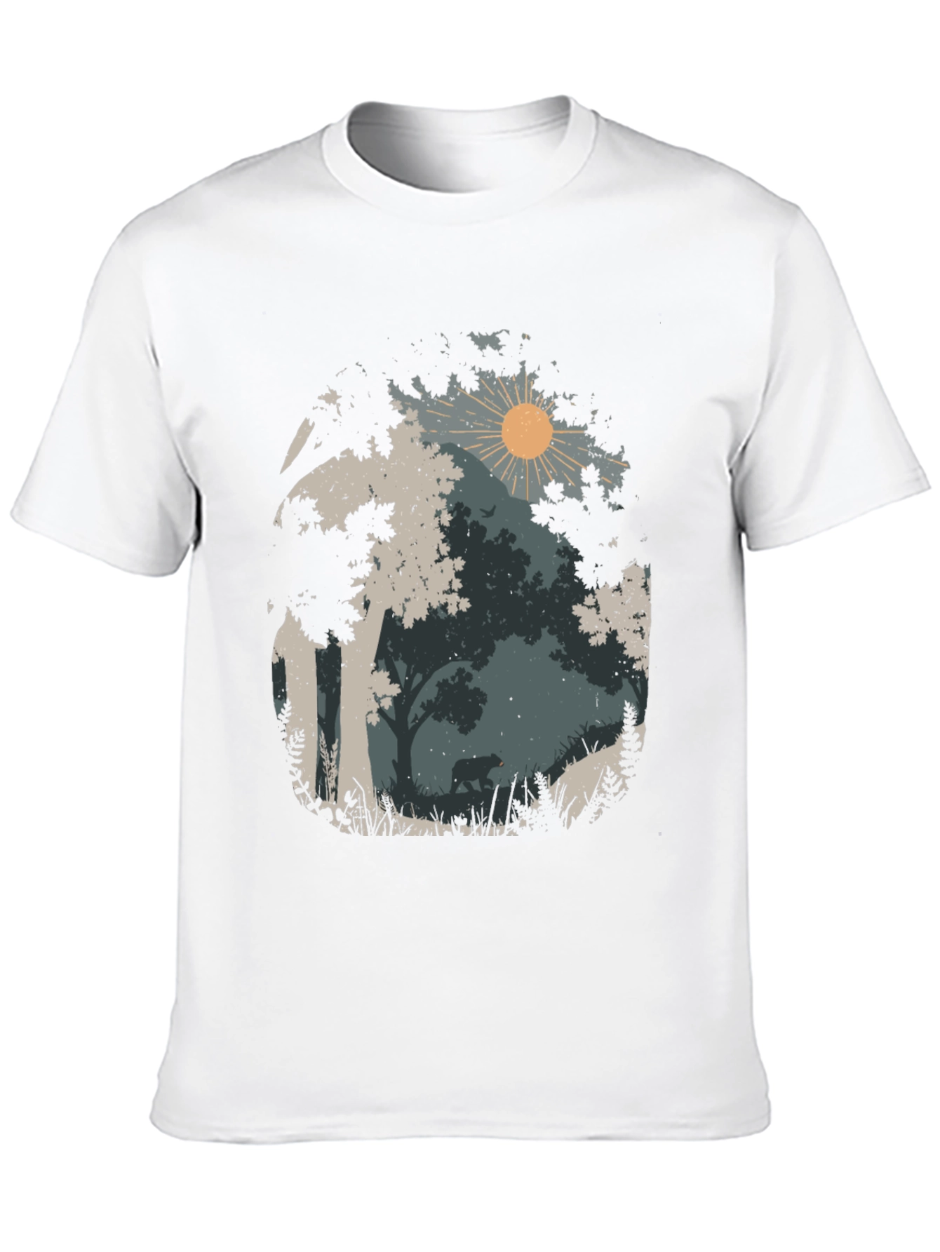 Nature Bear Graphic Tee - Black Cotton Blend