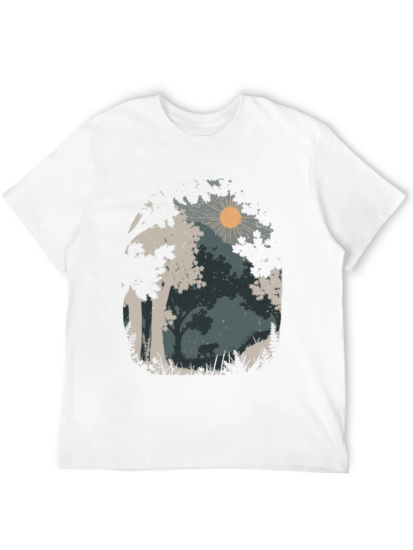 Nature Bear Graphic Tee - Black Cotton Blend