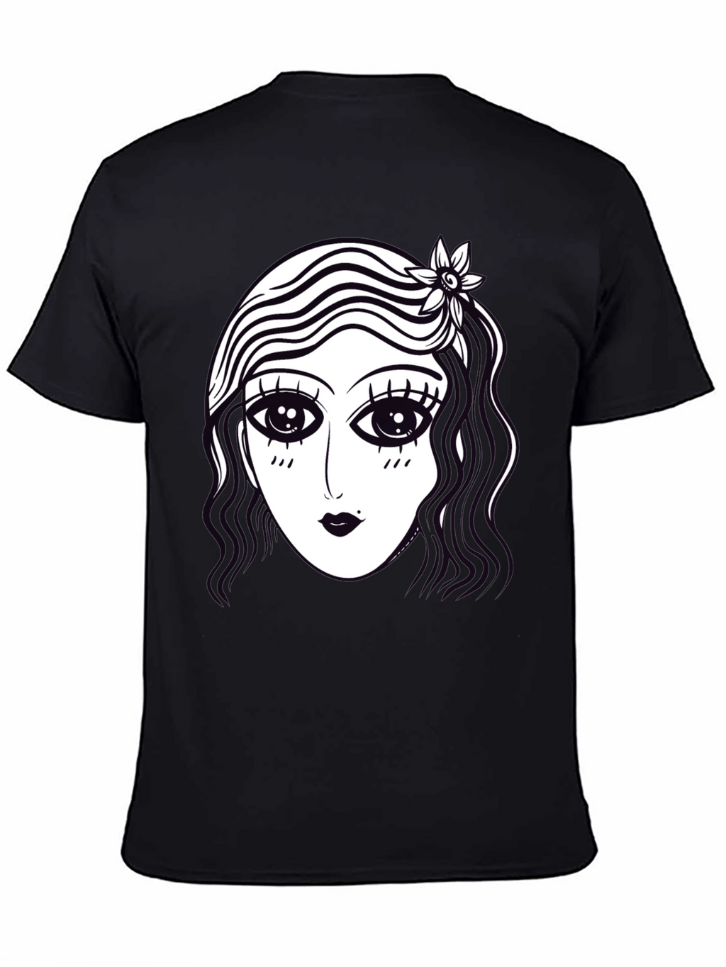 Retro Cartoon Face Graphic Tee - Black