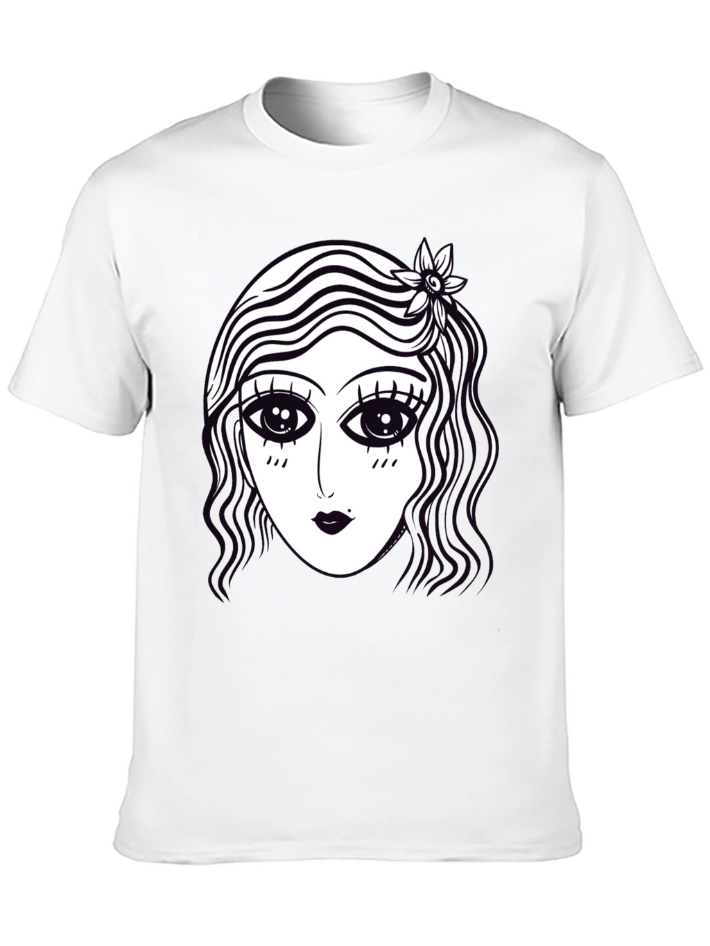 Retro Cartoon Face Graphic Tee - Black