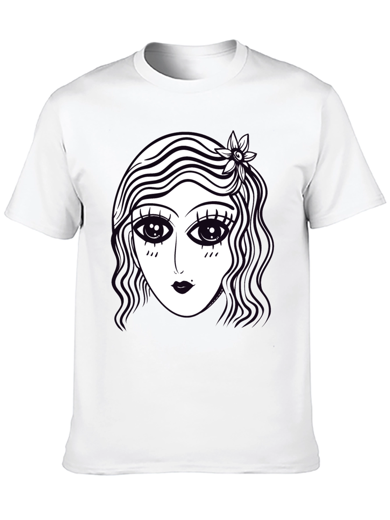 Retro Cartoon Face Graphic Tee - Black