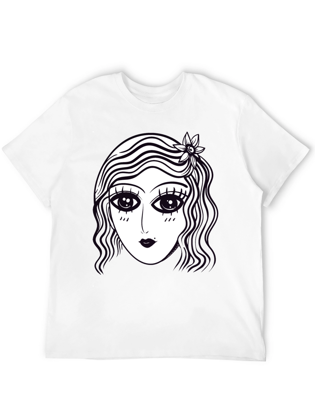 Retro Cartoon Face Graphic Tee - Black
