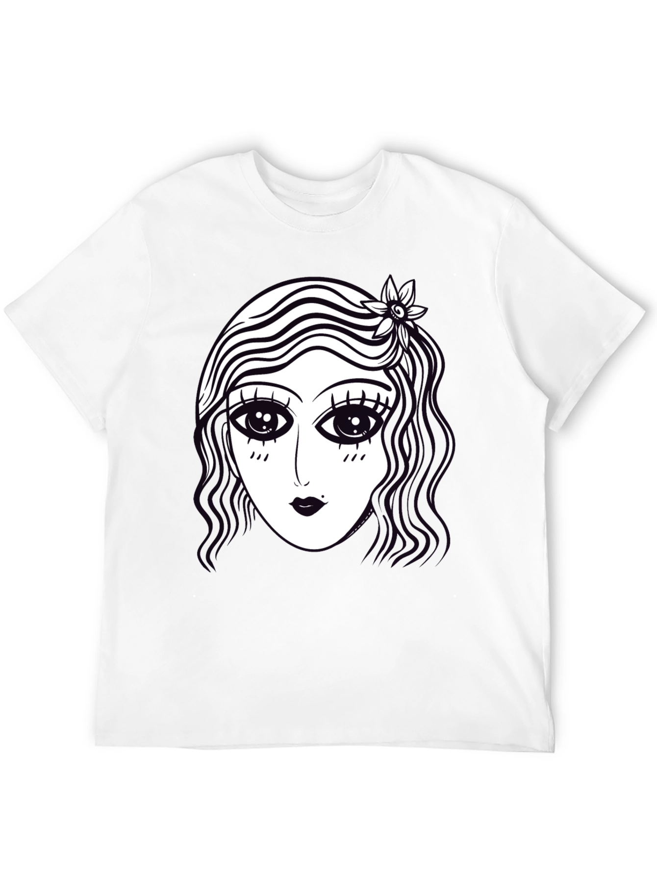 Retro Cartoon Face Graphic Tee - Black