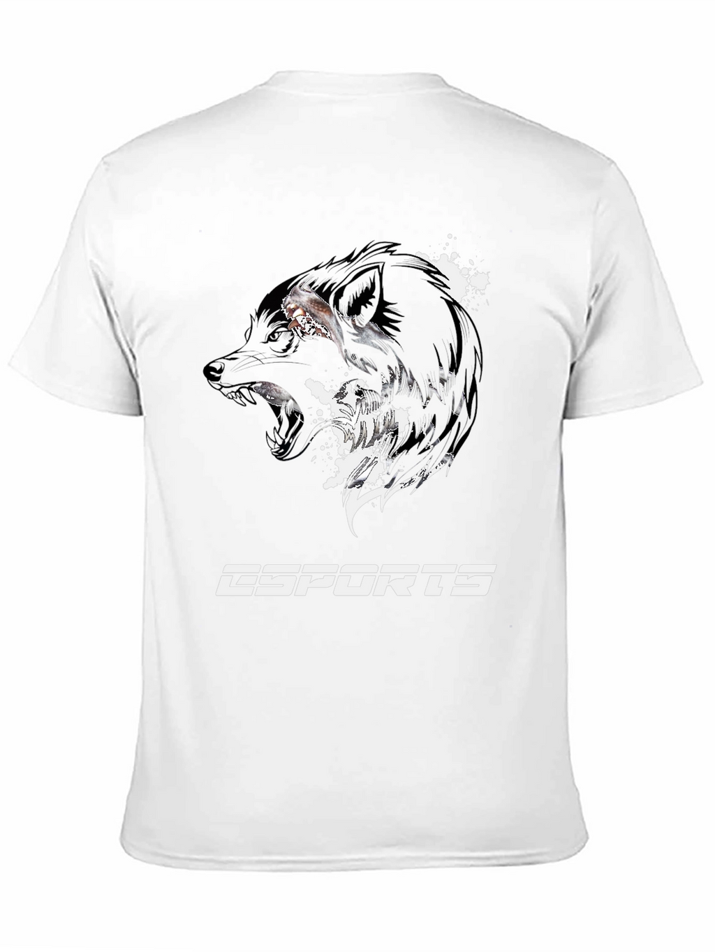 Esports Wolf Graphic Tee - Black Cotton T-Shirt