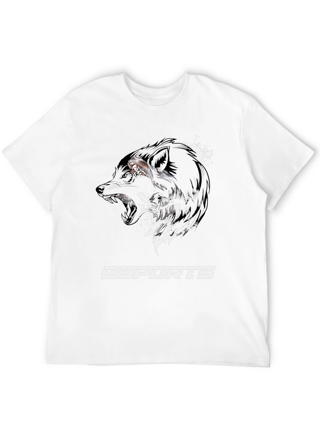 Esports Wolf Graphic Tee - Black Cotton T-Shirt