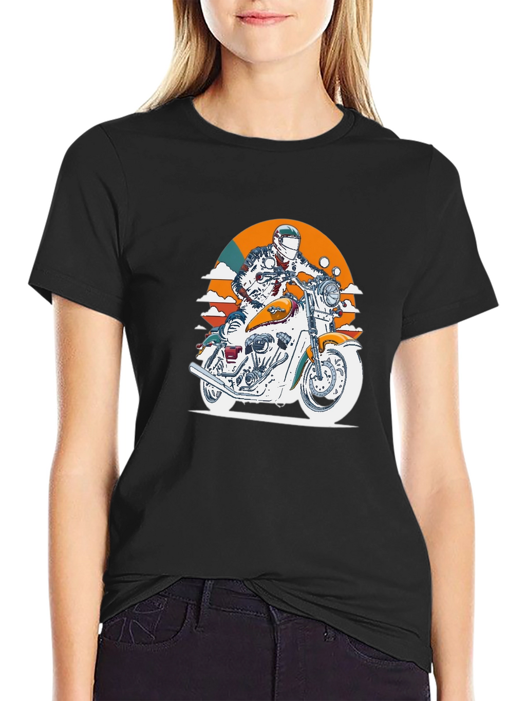Motorcycle Rider Graphic Black T-Shirt