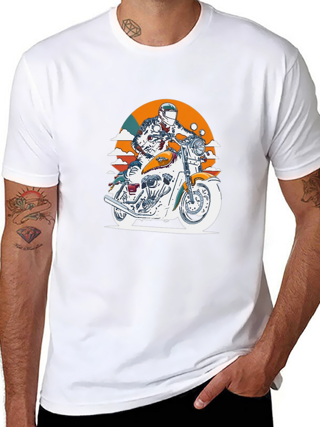Motorcycle Rider Graphic Black T-Shirt
