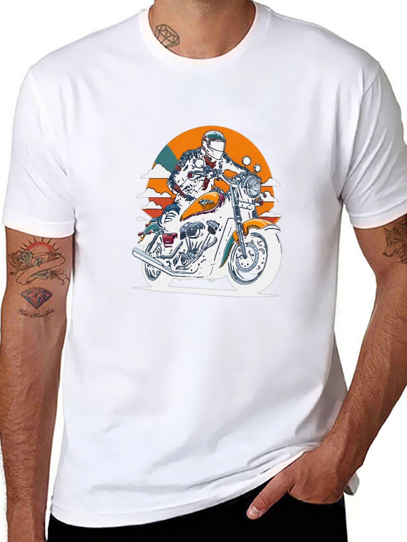 Motorcycle Rider Graphic Black T-Shirt