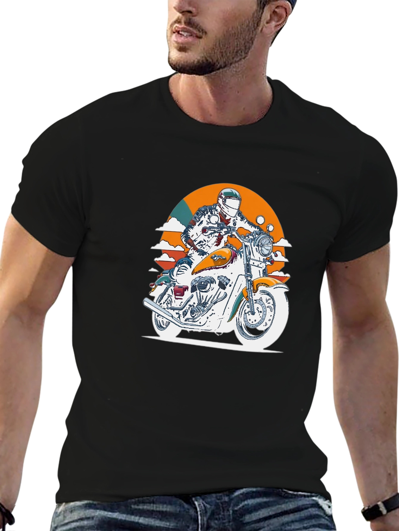 Motorcycle Rider Graphic Black T-Shirt