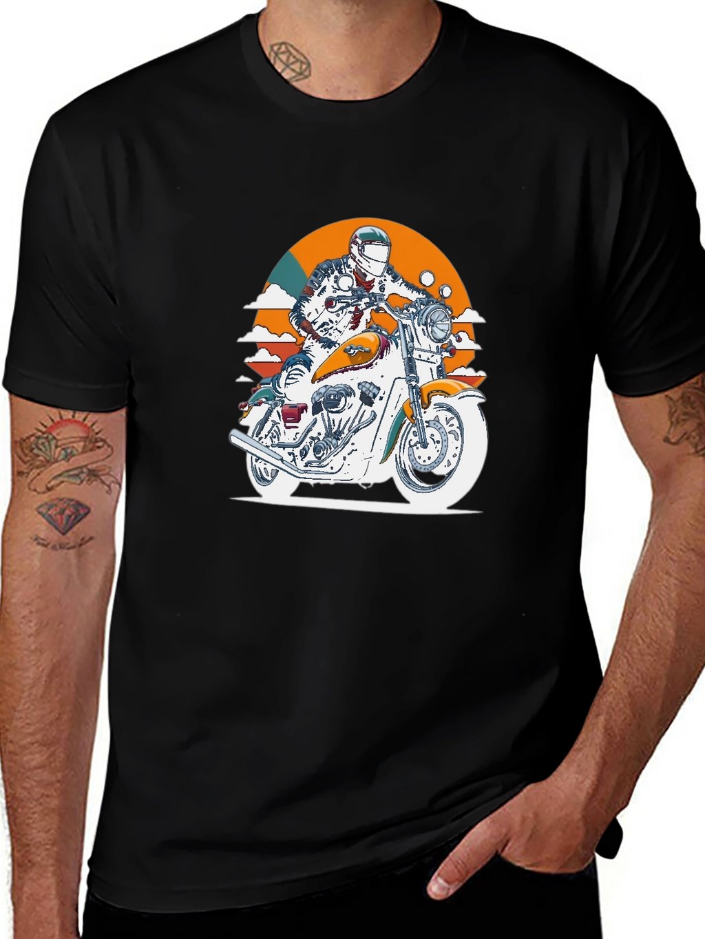 Motorcycle Rider Graphic Black T-Shirt