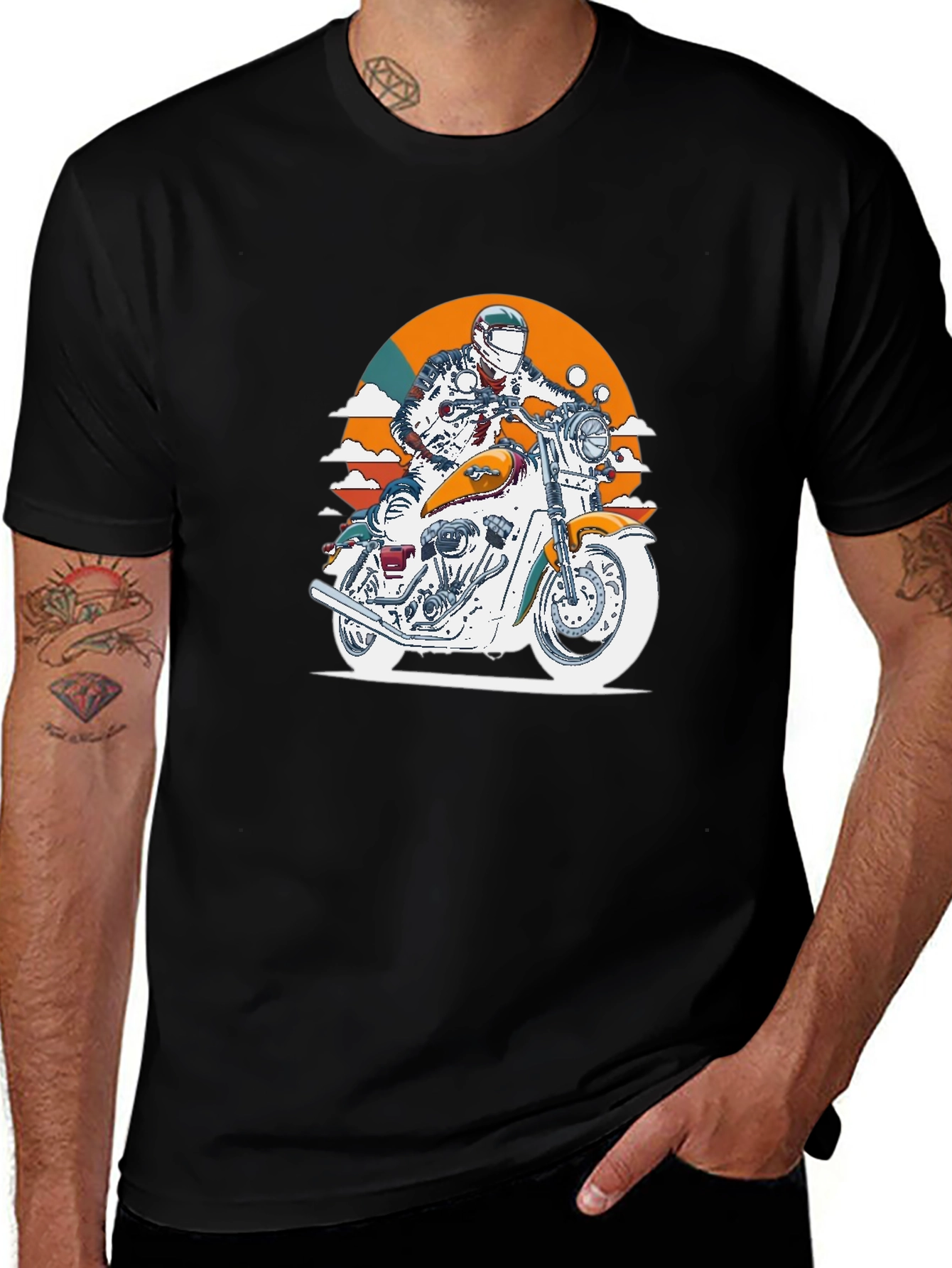 Motorcycle Rider Graphic Black T-Shirt