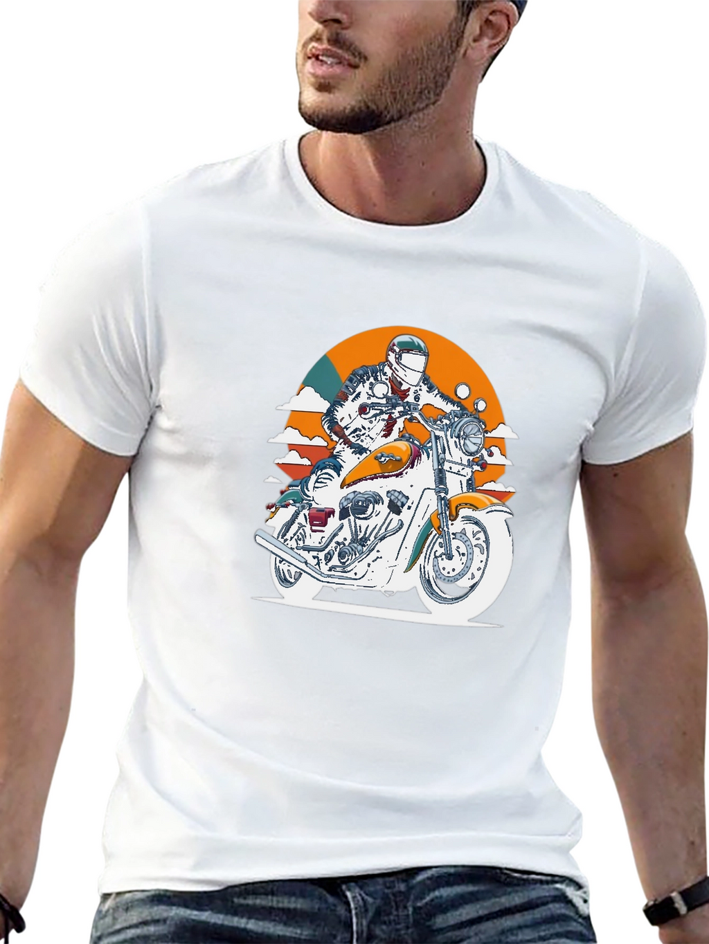 Motorcycle Rider Graphic Black T-Shirt