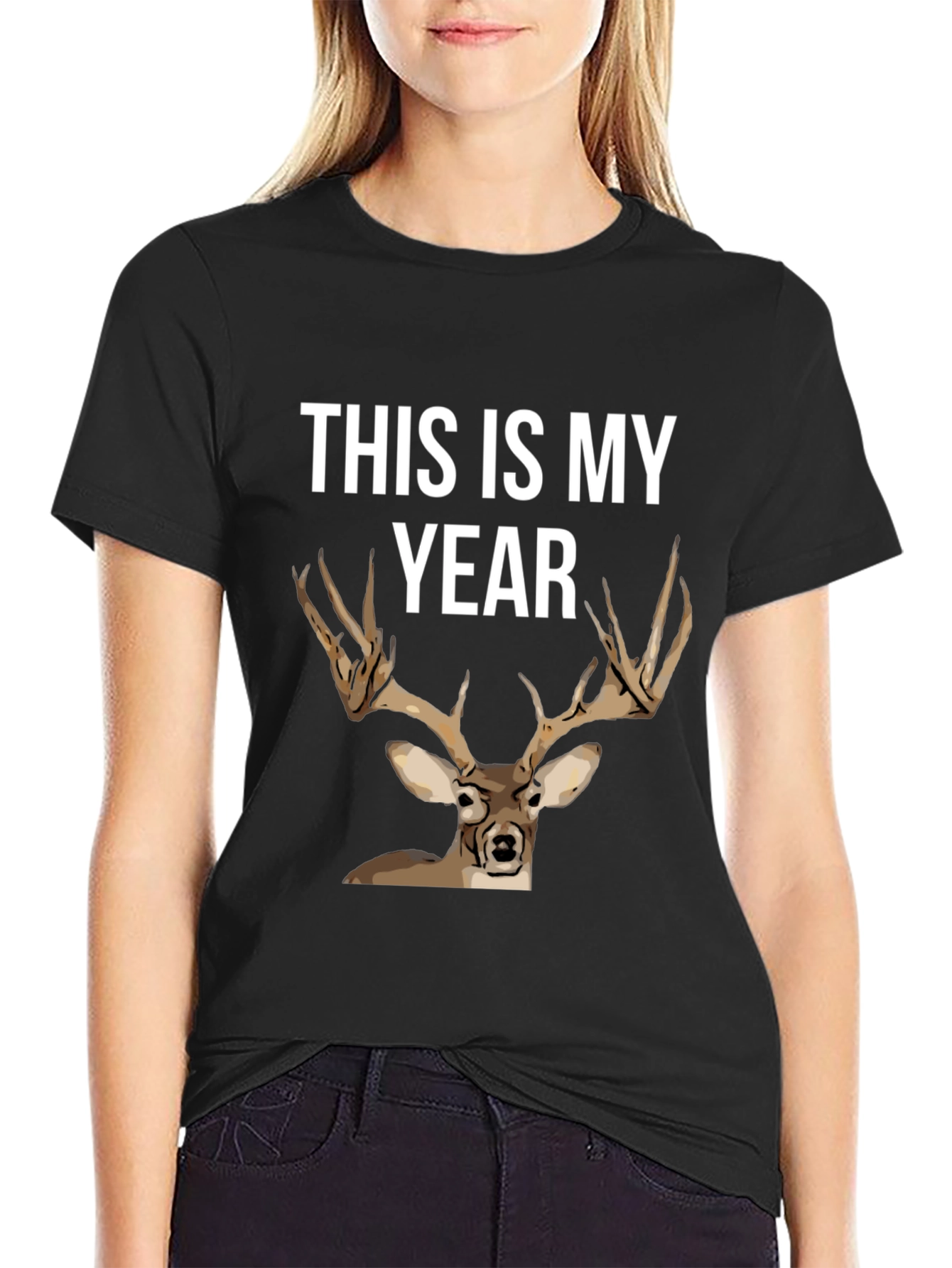 This Is My Year Deer T-Shirt - Black Cotton Tee