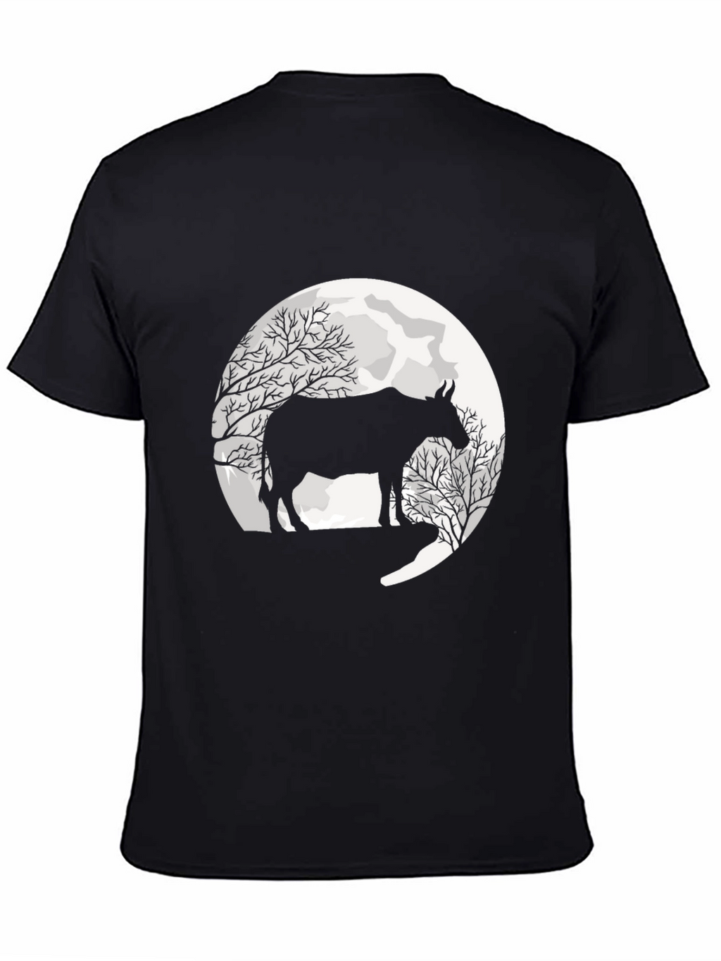 Cow Moon Graphic Black T-Shirt