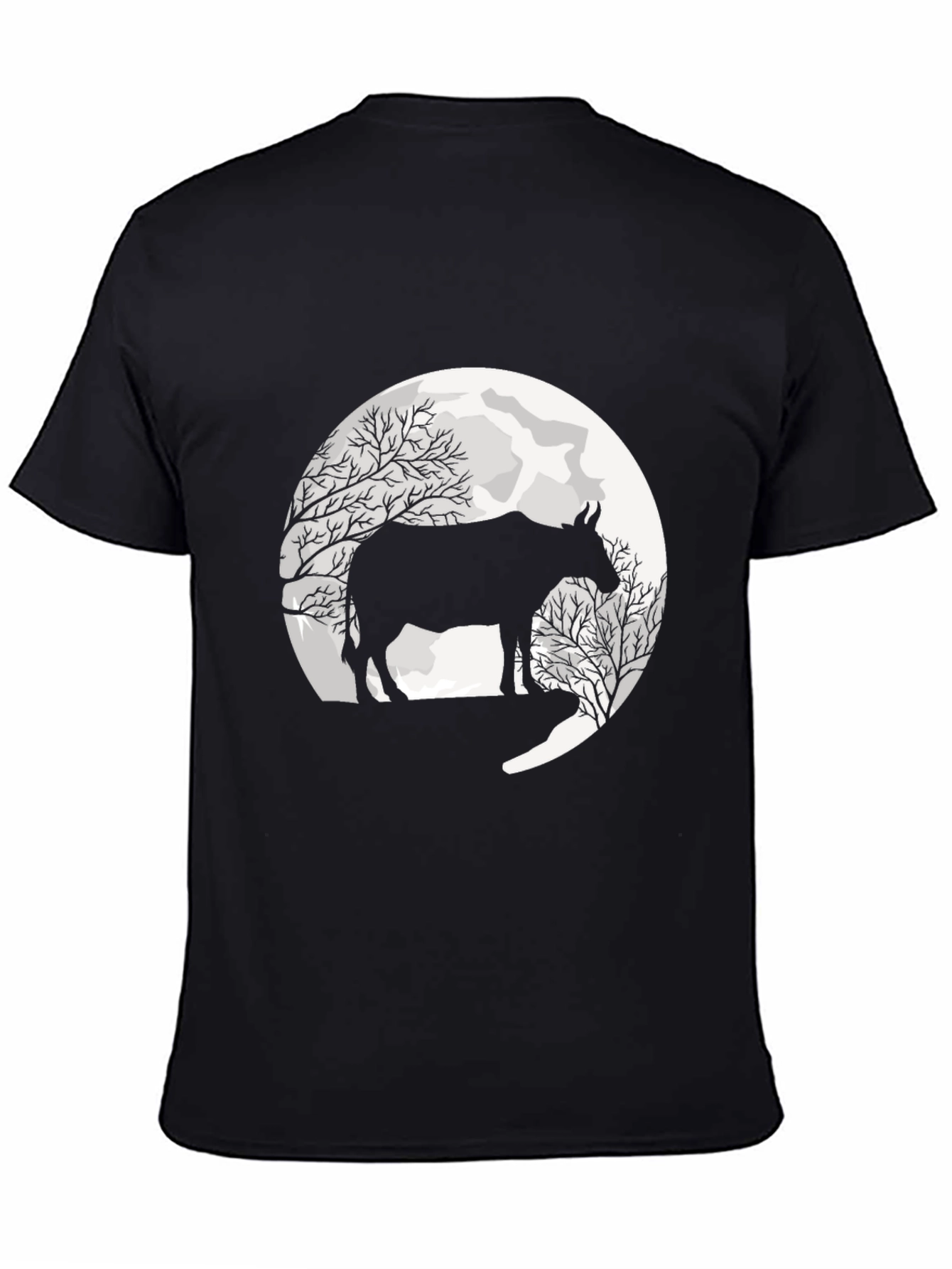 Cow Moon Graphic Black T-Shirt