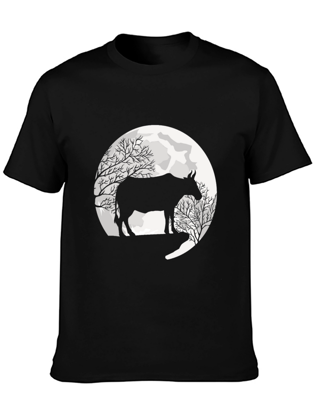 Cow Moon Graphic Black T-Shirt
