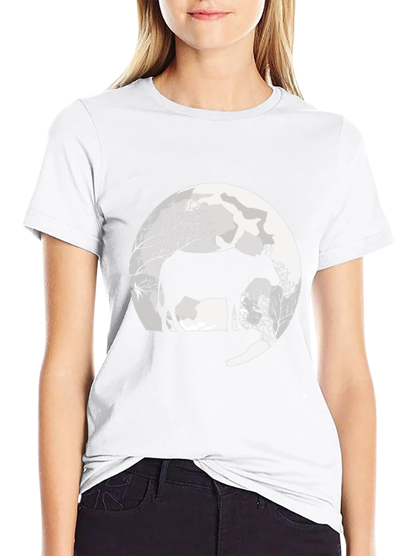 Cow Moon Graphic Black T-Shirt