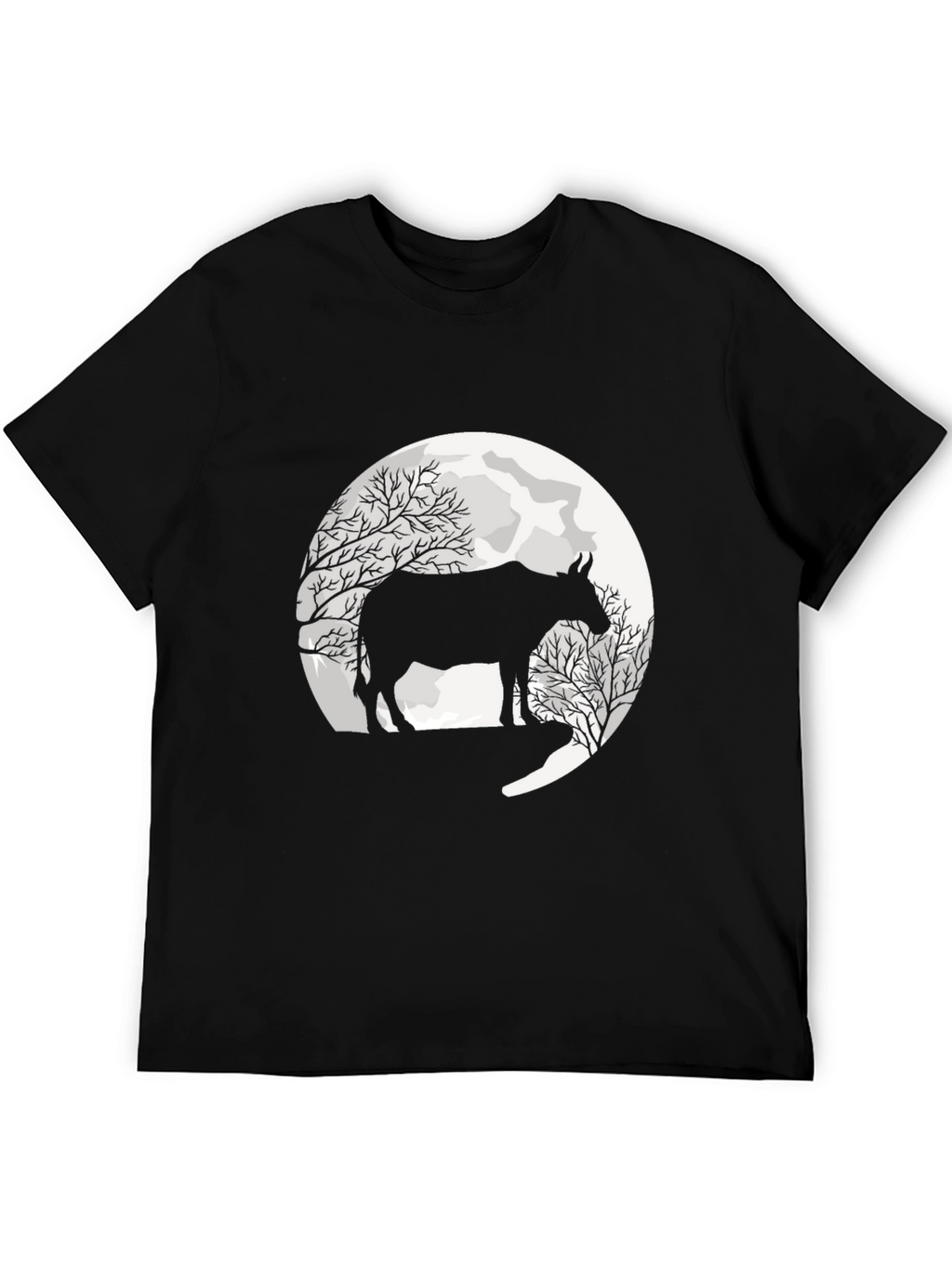Cow Moon Graphic Black T-Shirt