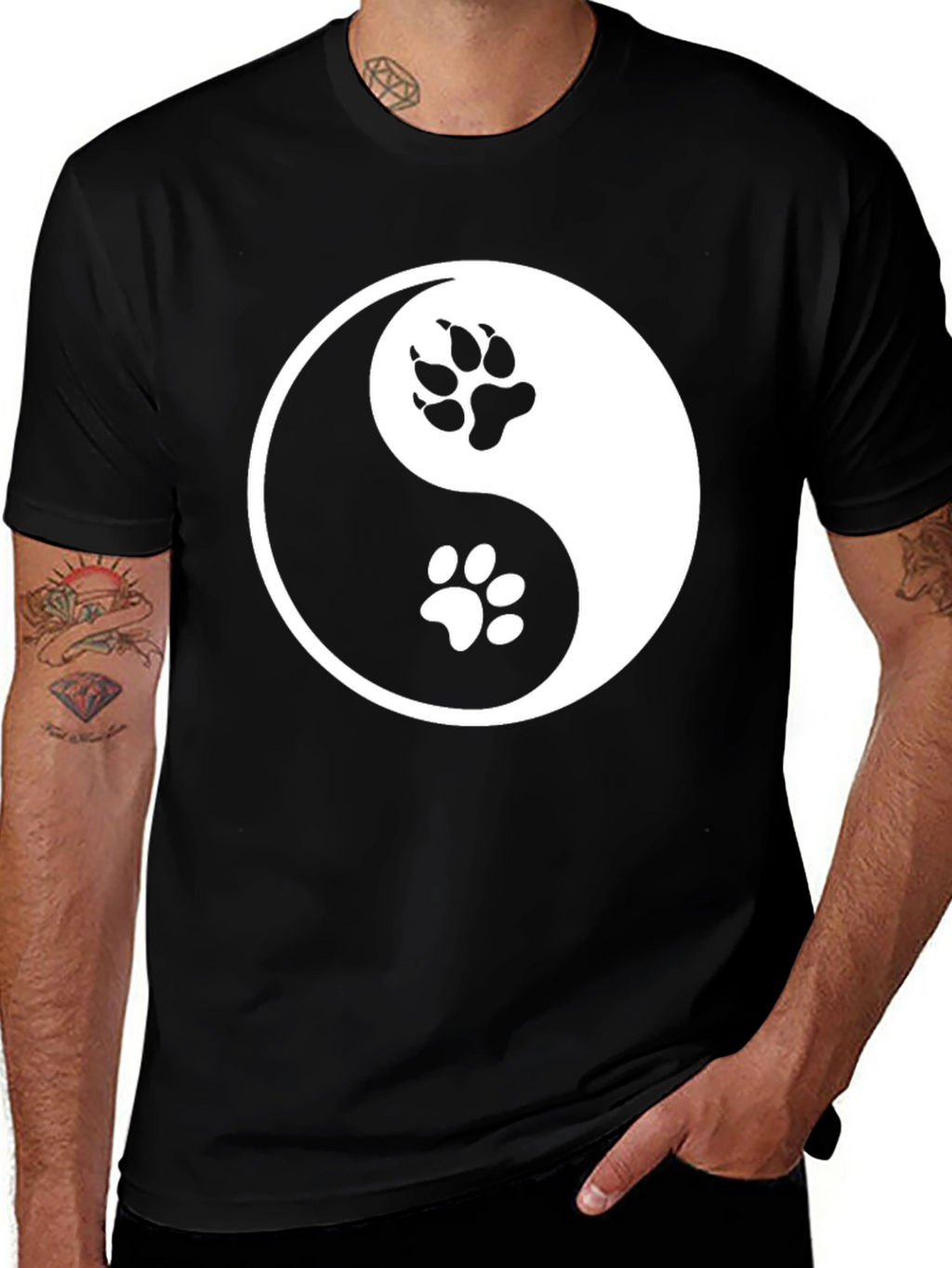 Yin Yang Paw Print T-Shirt - Balance & Harmony