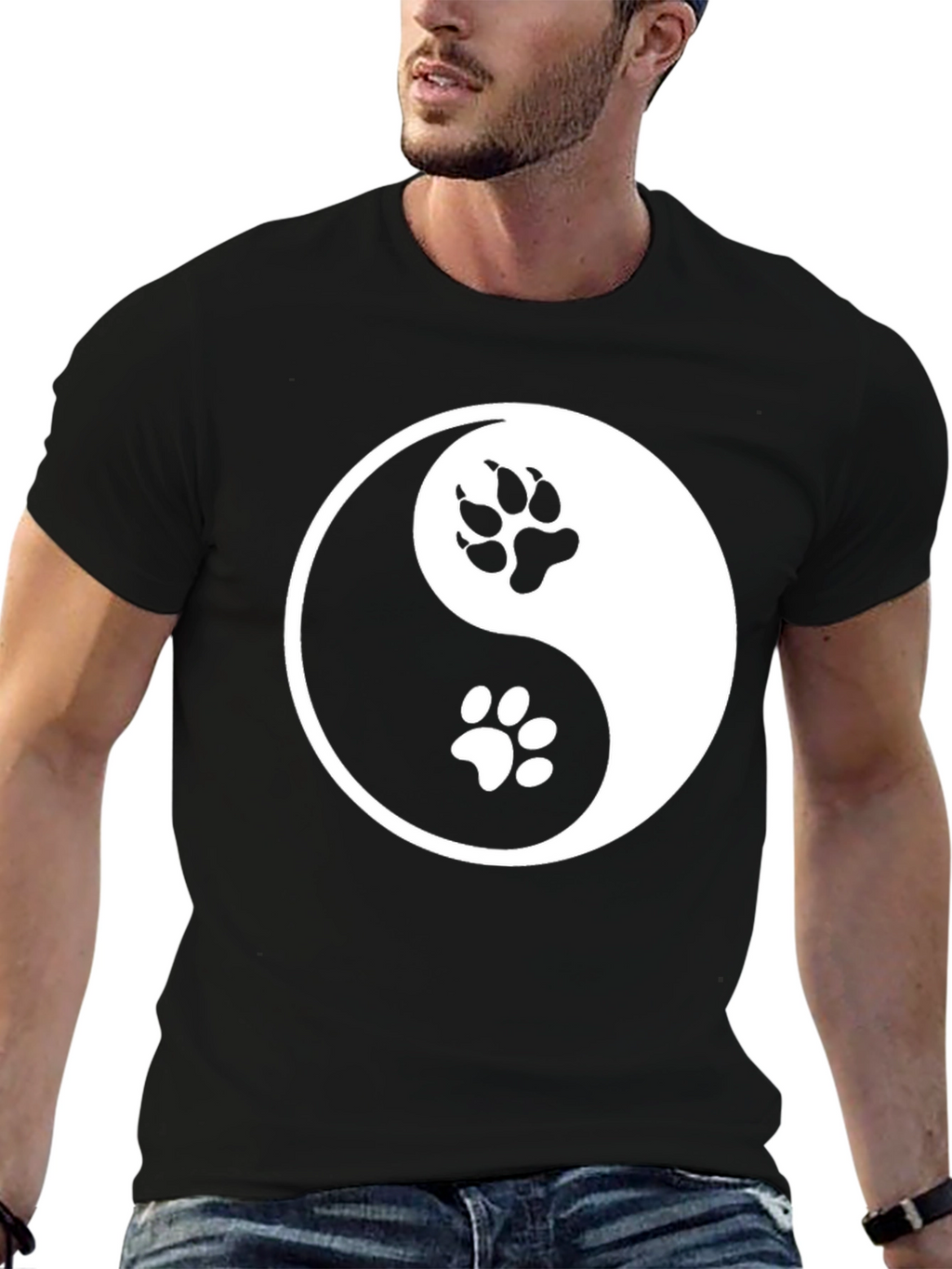 Yin Yang Paw Print T-Shirt - Balance & Harmony