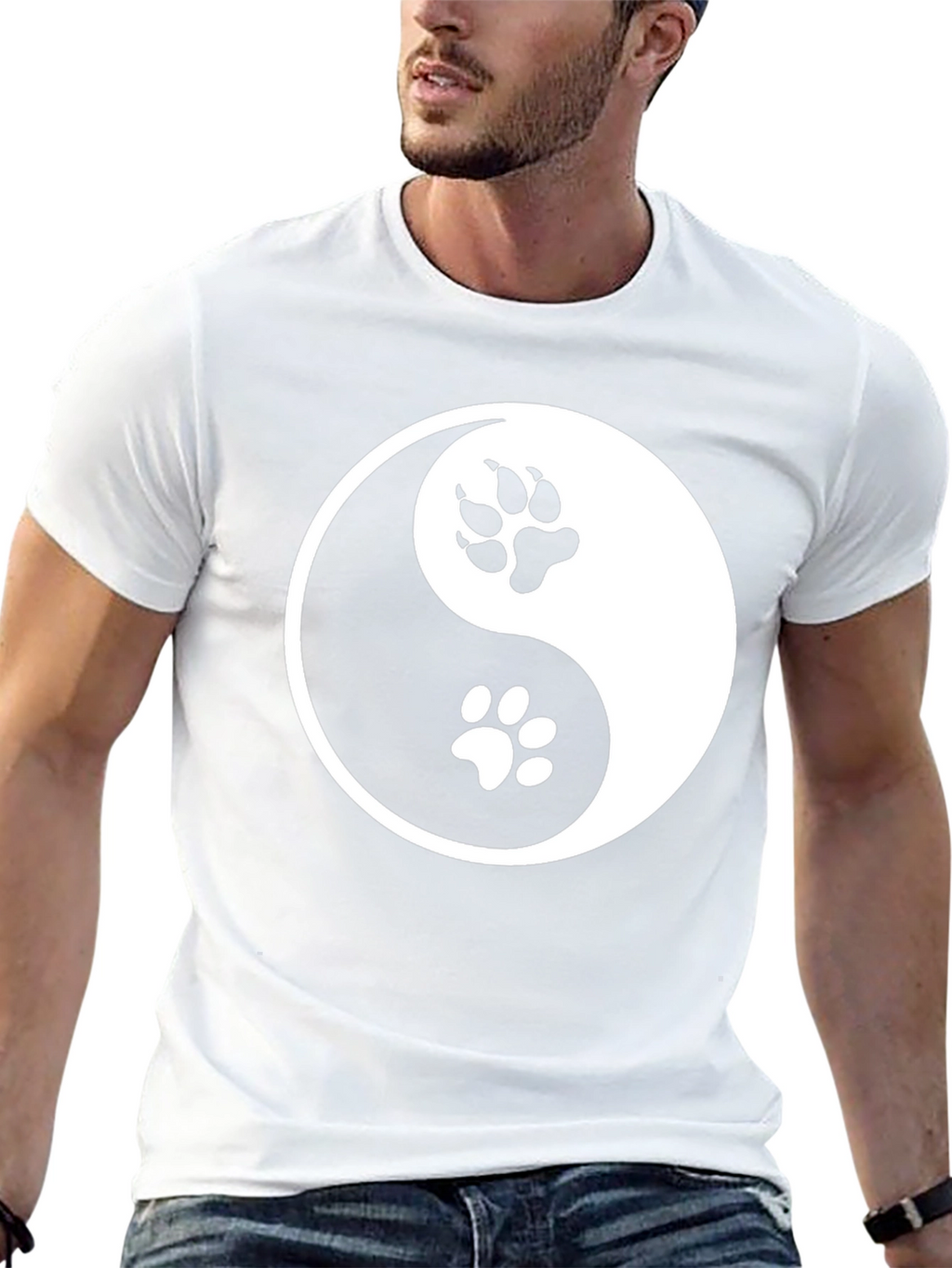 Yin Yang Paw Print T-Shirt - Balance & Harmony