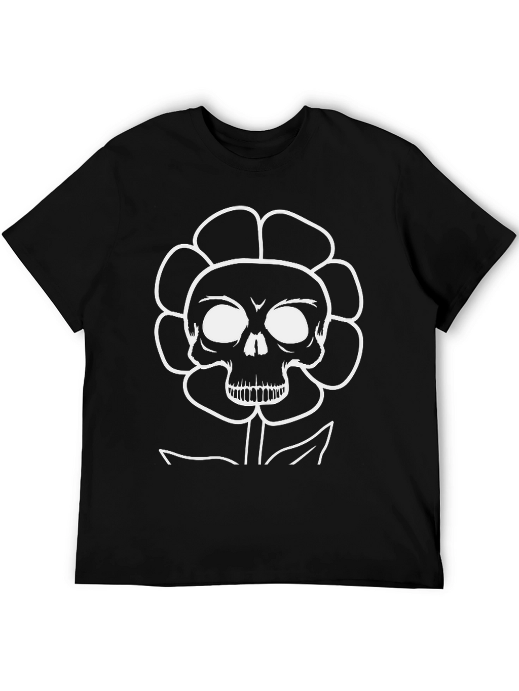 Skull Flower Graphic Black T-Shirt
