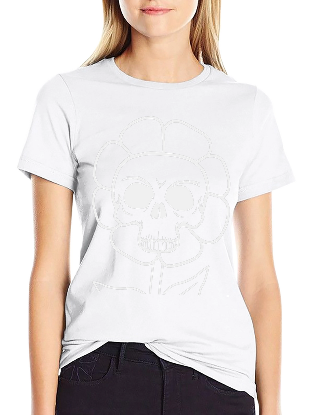 Skull Flower Graphic Black T-Shirt