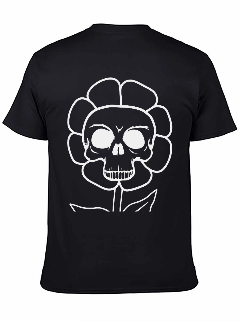 Skull Flower Graphic Black T-Shirt