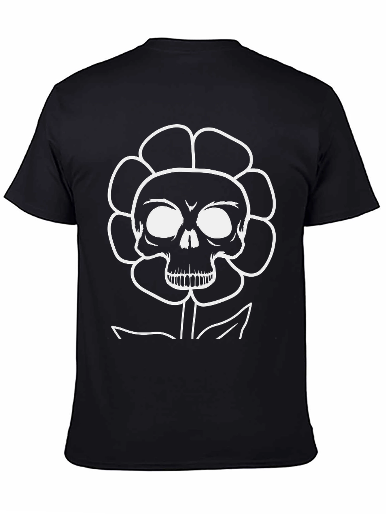 Skull Flower Graphic Black T-Shirt