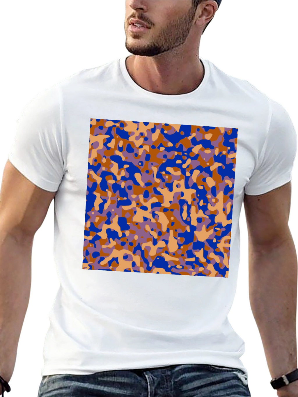 Abstract Camo Print Black T-Shirt