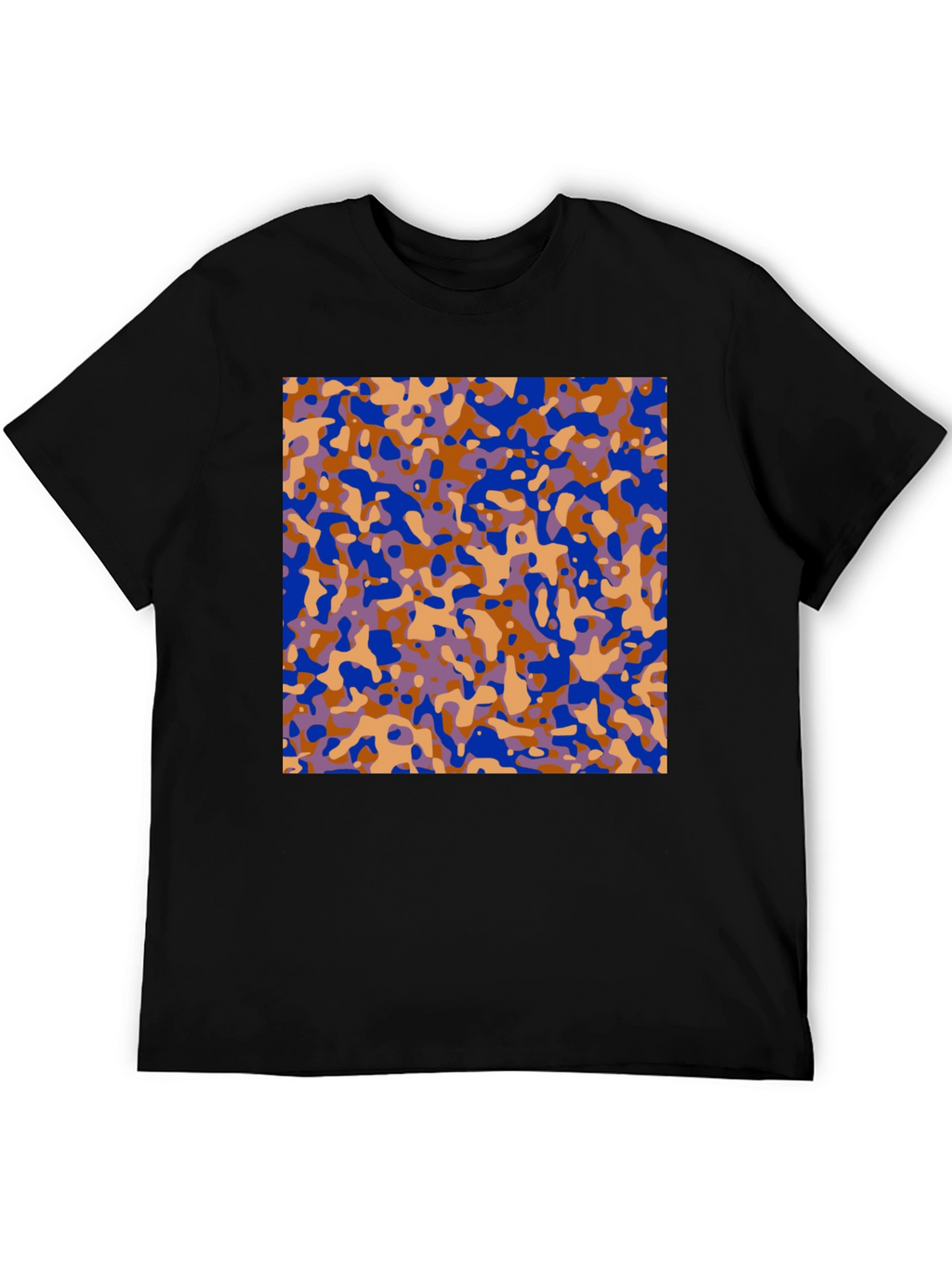 Abstract Camo Print Black T-Shirt