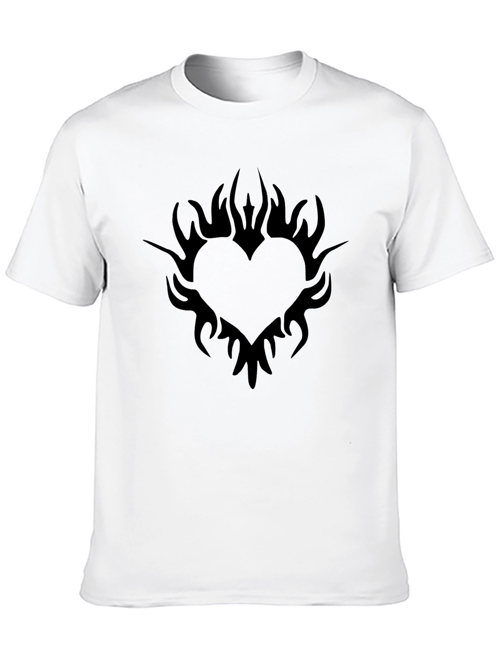 Black Heart Flames Graphic Tee - Casual Style