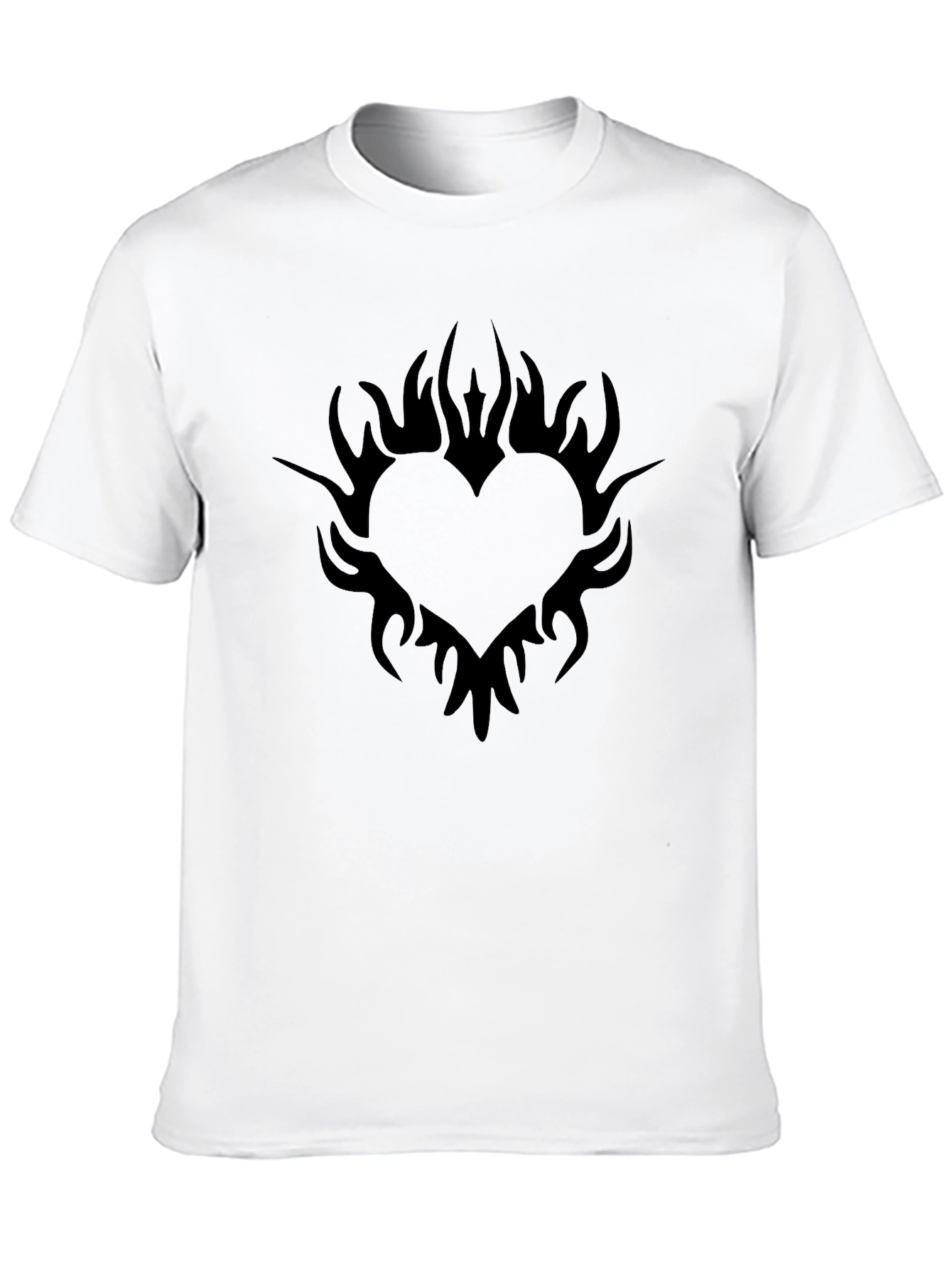 Black Heart Flames Graphic Tee - Casual Style
