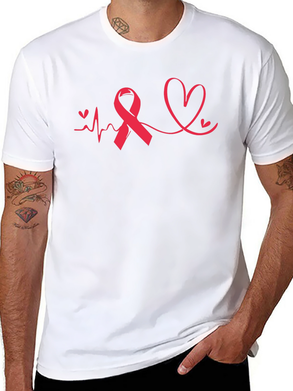Awareness Ribbon Heartbeat Graphic Tee