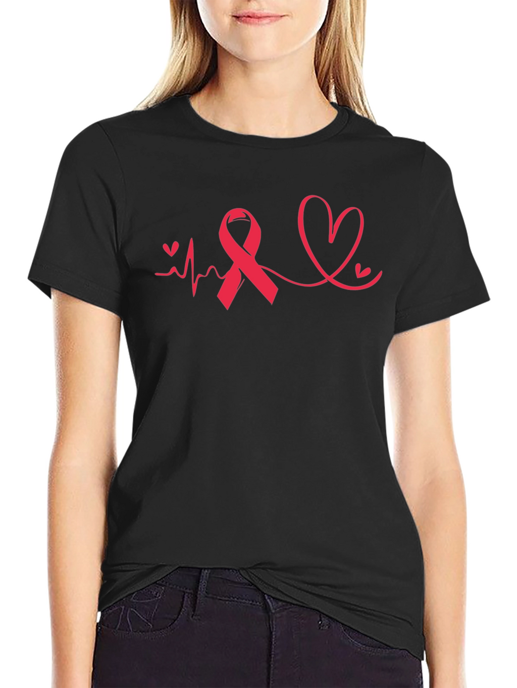 Awareness Ribbon Heartbeat Graphic Tee