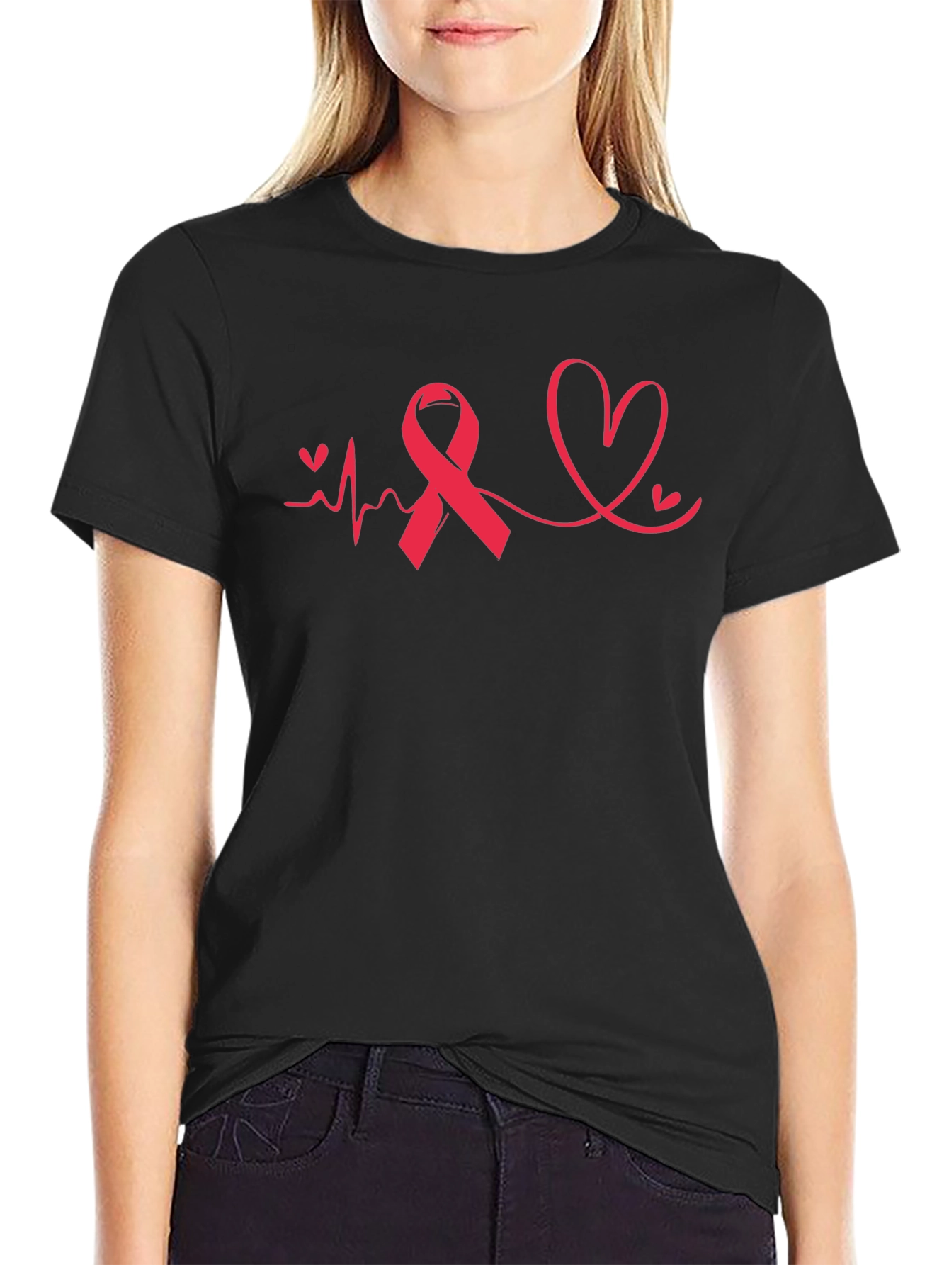 Awareness Ribbon Heartbeat Graphic Tee
