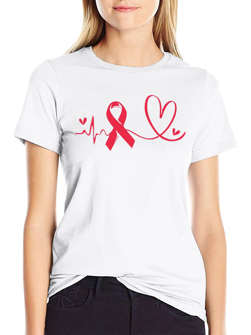 Awareness Ribbon Heartbeat Graphic Tee