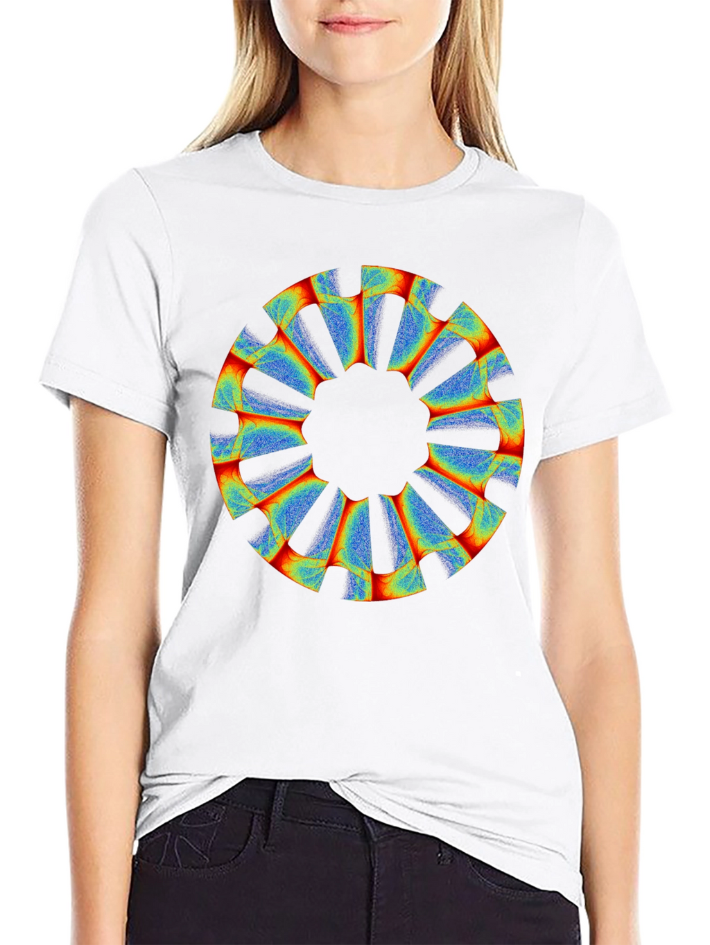 Abstract Circular Graphic Black Tee