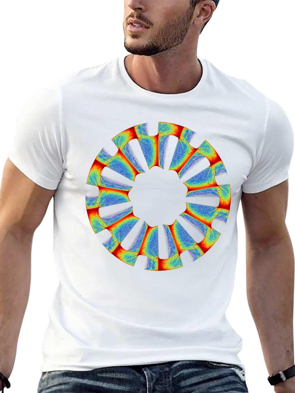 Abstract Circular Graphic Black Tee
