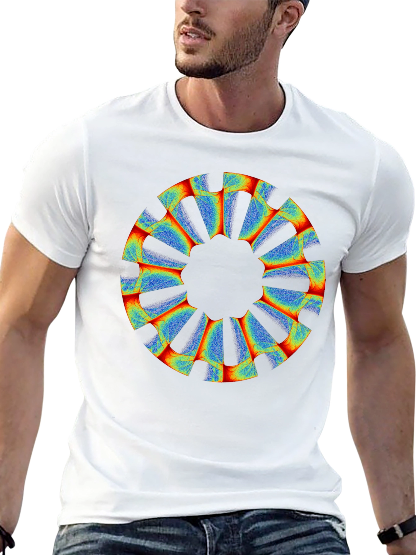 Abstract Circular Graphic Black Tee