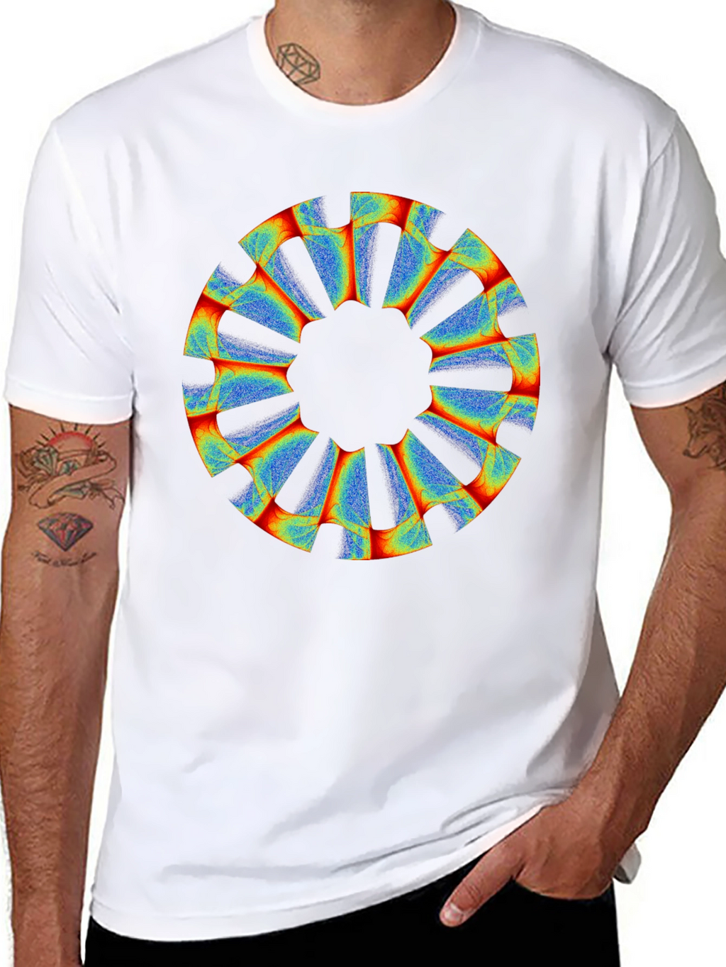 Abstract Circular Graphic Black Tee
