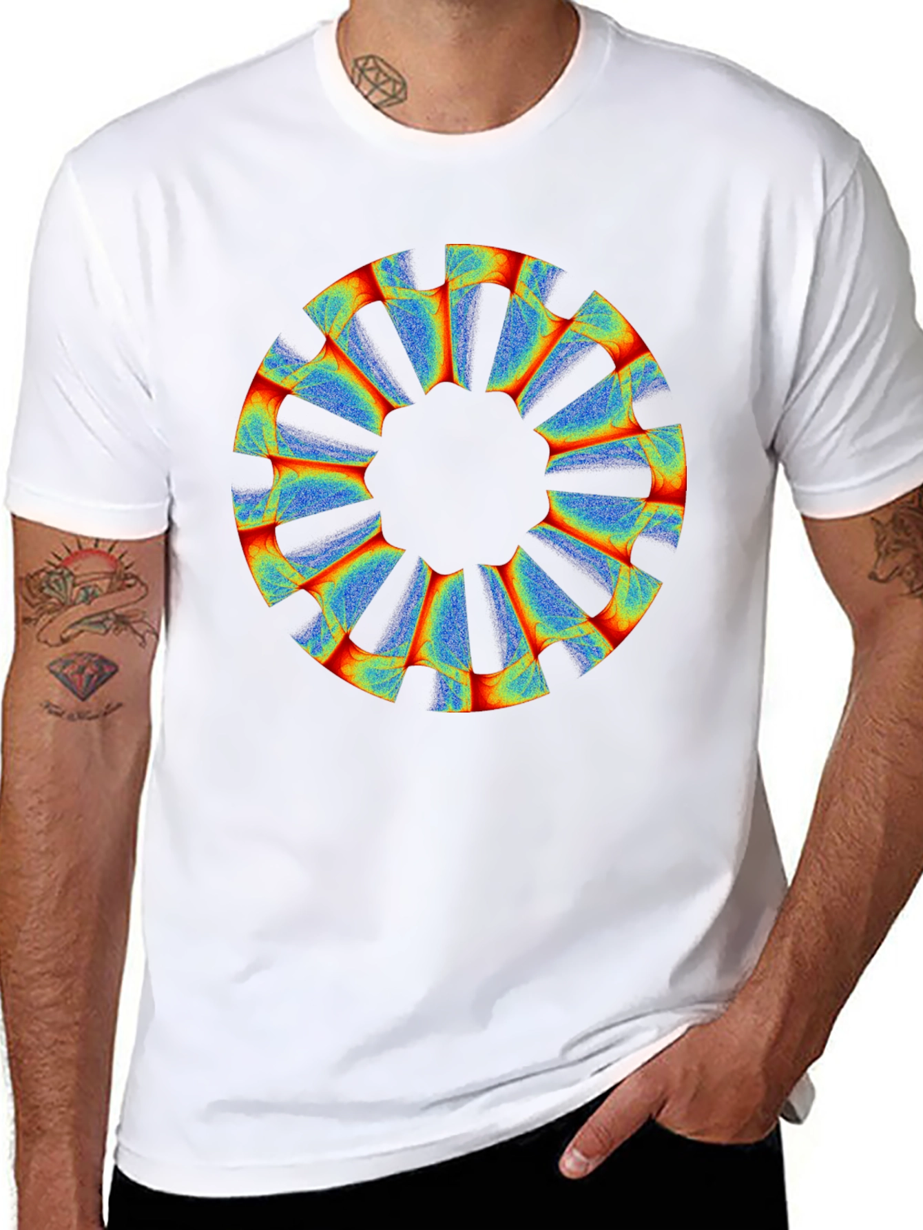 Abstract Circular Graphic Black Tee