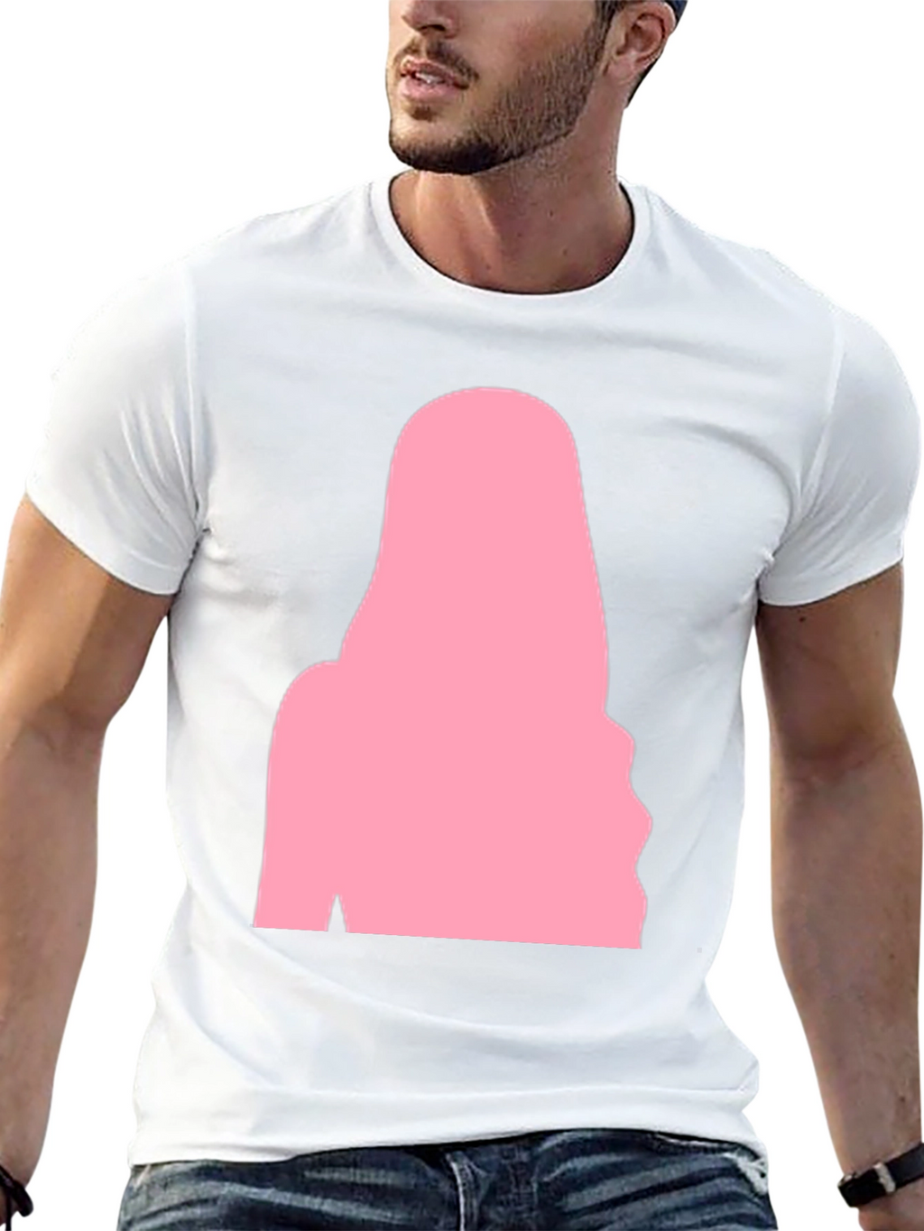 Black T-Shirt with Pink Silhouette