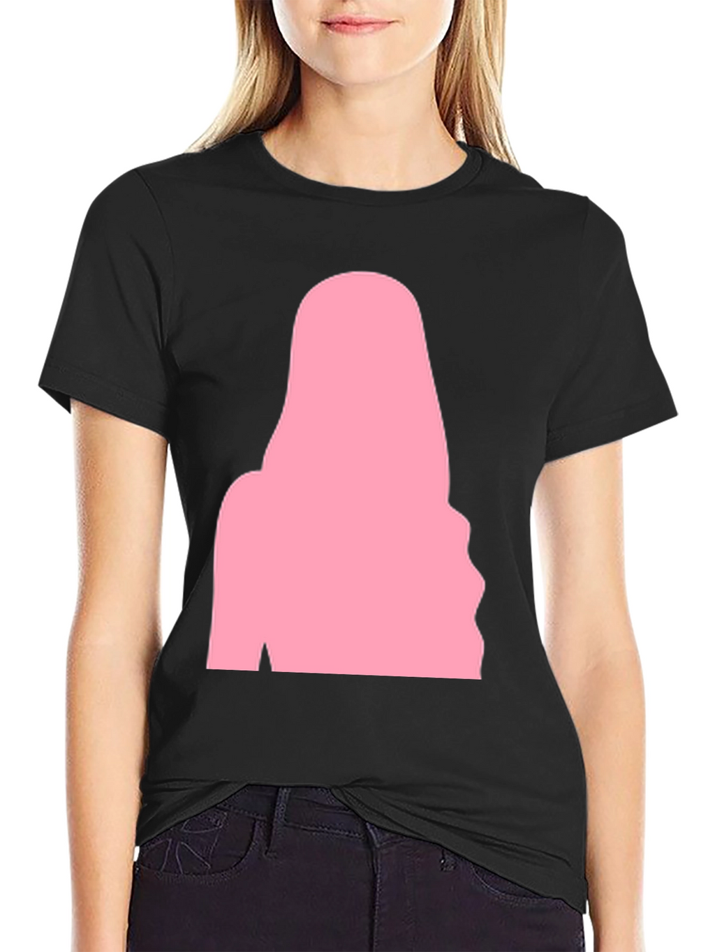 Black T-Shirt with Pink Silhouette